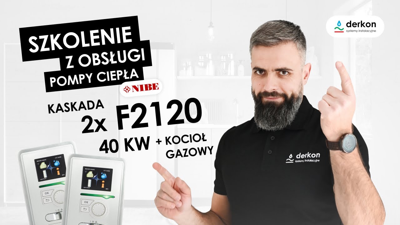 Kaskada NIBE F2120 2×40 kW + kocioł gazowy: sterownik, stopniominuty, bufor