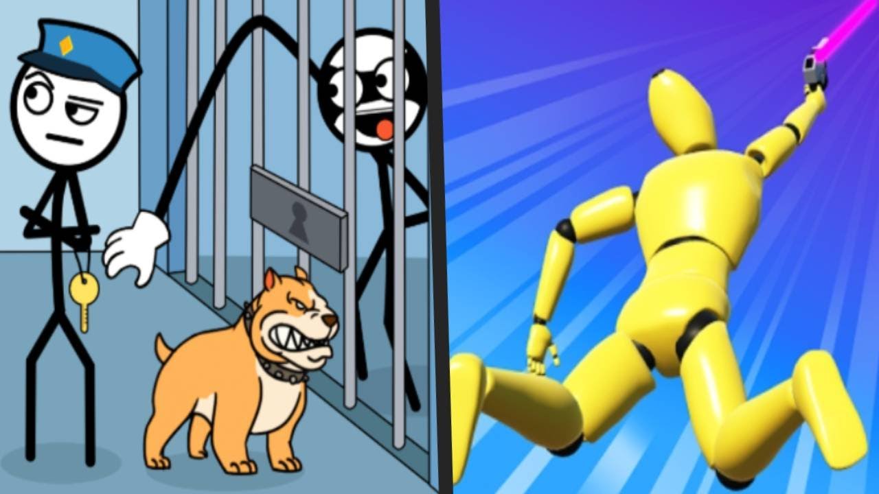 THIEF PUZZLE vs GRAPPLE HOOK HERO - Best Levels Satisfying STICKMAN Mobile Gameplay (Android/ios)