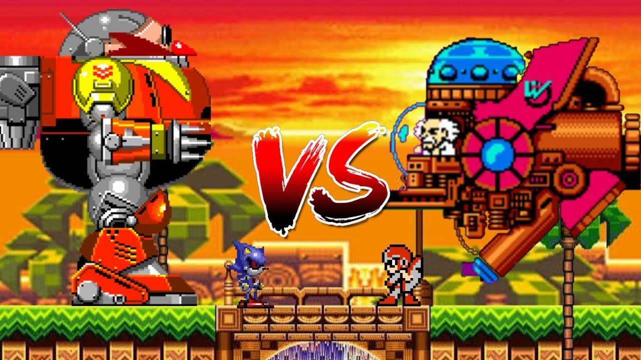 Dr Eggman Death egg y Metal sonic vs Dr Wally y Proto man en mugen chars 
