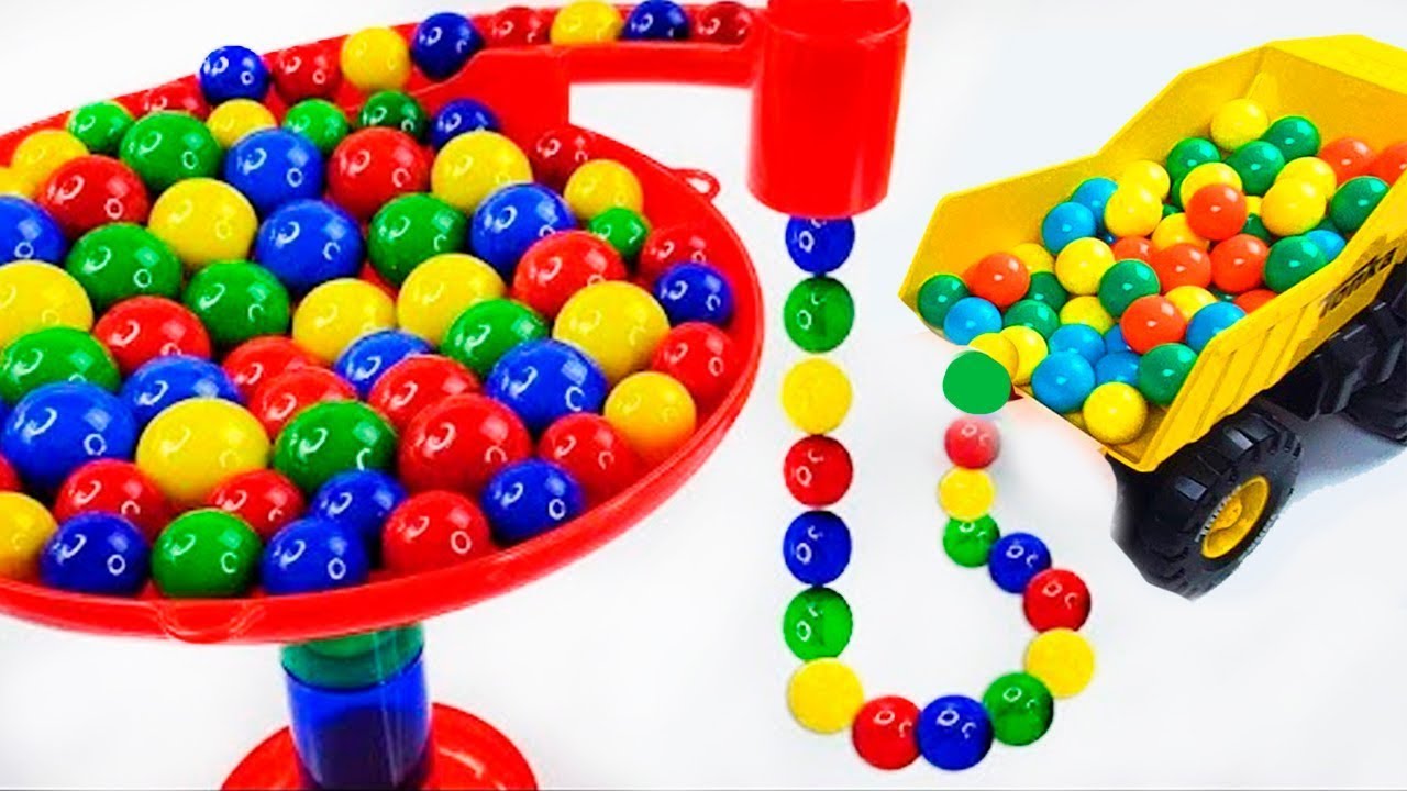 Marble Run Race ☆ HABA Slope & Retro Makita Truck, Excavator, Garbage Truck, Dump Truck, Ambulances