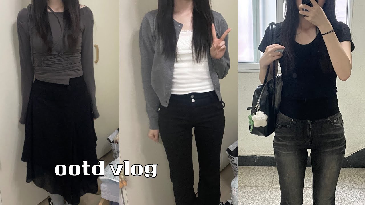 ootd vlog ໒꒱*॰ 축제가고 카공가는 헌내기룩북 근데 이제 무채색을 곁들인.. ⛧ ( 애즈온 • 헬레네파리스 • 미세키서울 • 블랙업 • 대학생 vlog )