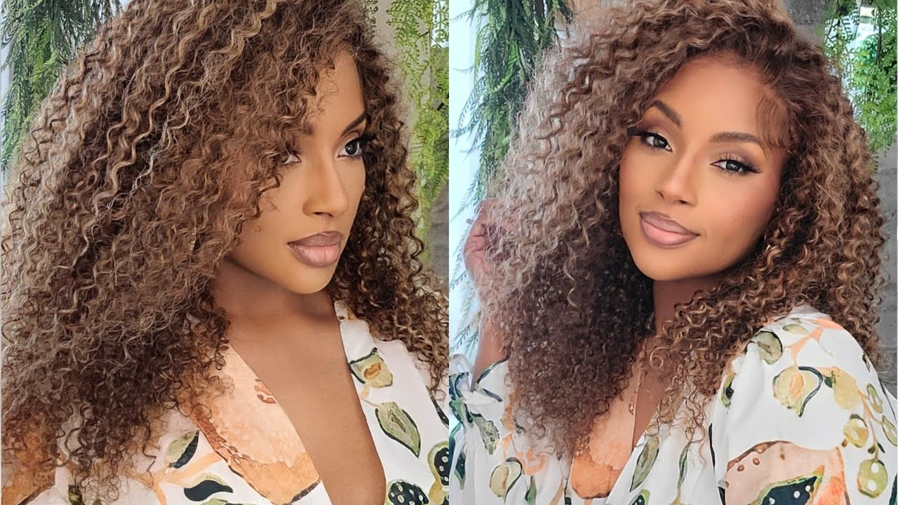 Summer Must Have! Honey Blonde Curly Precut Lace Wear & Go Wig Ft UNice Hair