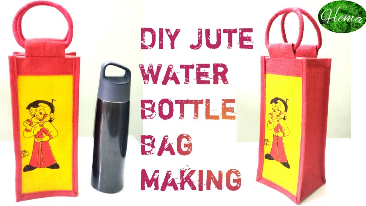 DIY Jute Water Bottle Bag Stitching Tutorial/How To Make Water Bottle Holder/Cover At Home#jute #diy