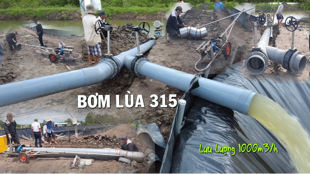 Bơm Lùa 315, Lưu Lượng 1000m3/h, Cấp Nước 2 Ao Lắng Cùng Lúc Rất Hiệu Quả. | Bơm Lùa
