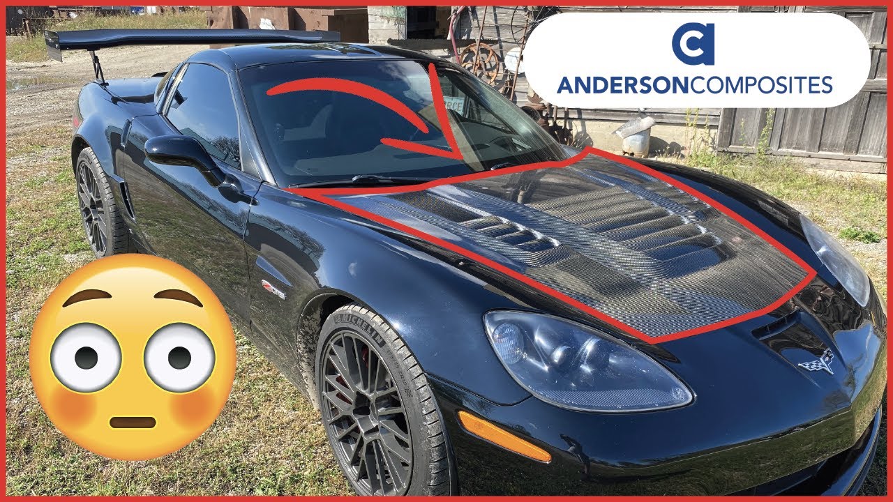 Corvette C6 CARBON FIBER Hood LE MANS Style Install! Anderson Composites