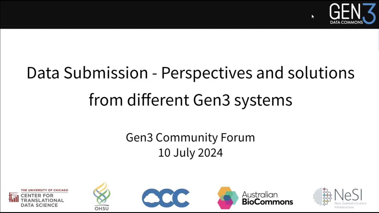 Gen3 Community Forum - Data submission - July 2024