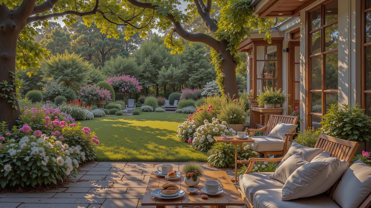 Tranquil Summer Morning Jazz Piano | Outdoor Garden Nature Ambience With Cozy Jazz For Study, Work
