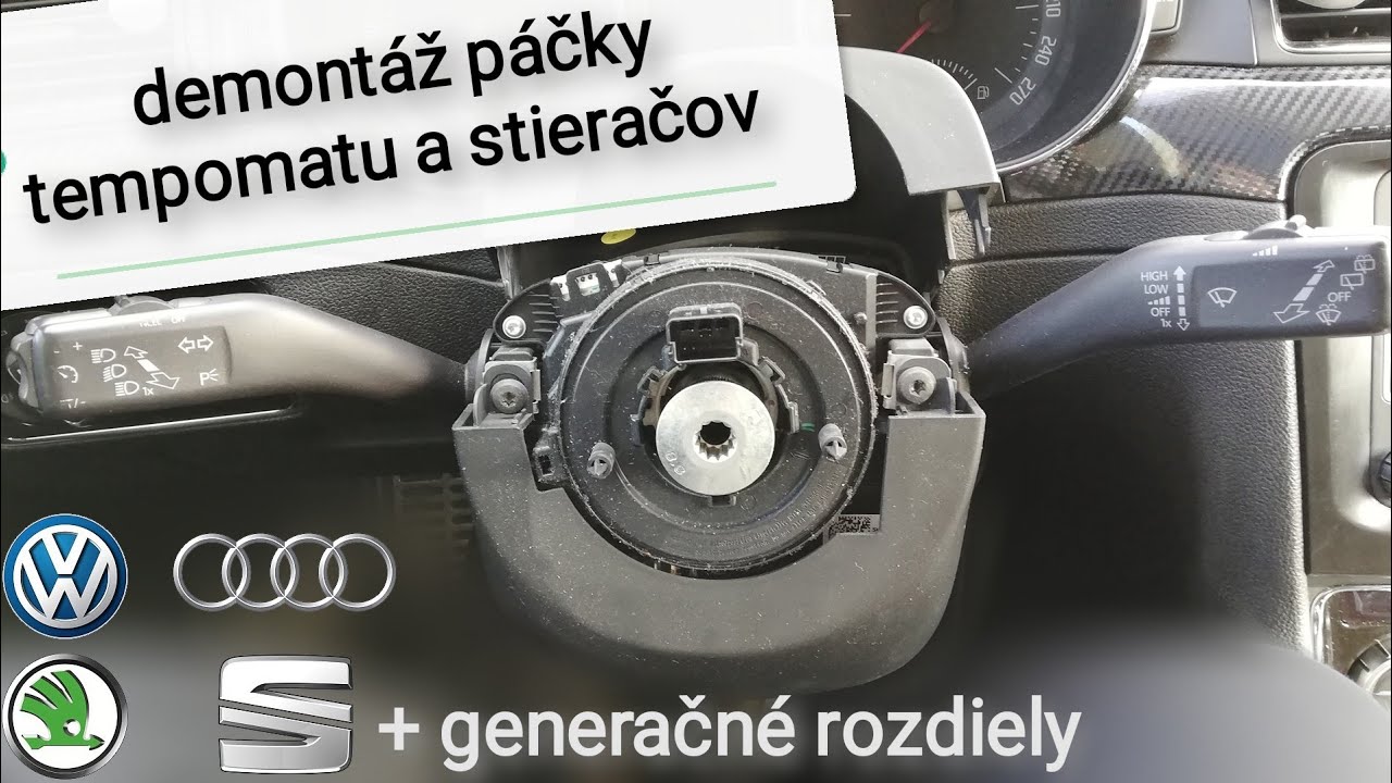 Ako demontovať páčky pre stierače a tempomat + generačné rozdiely 2004-2021 VW group