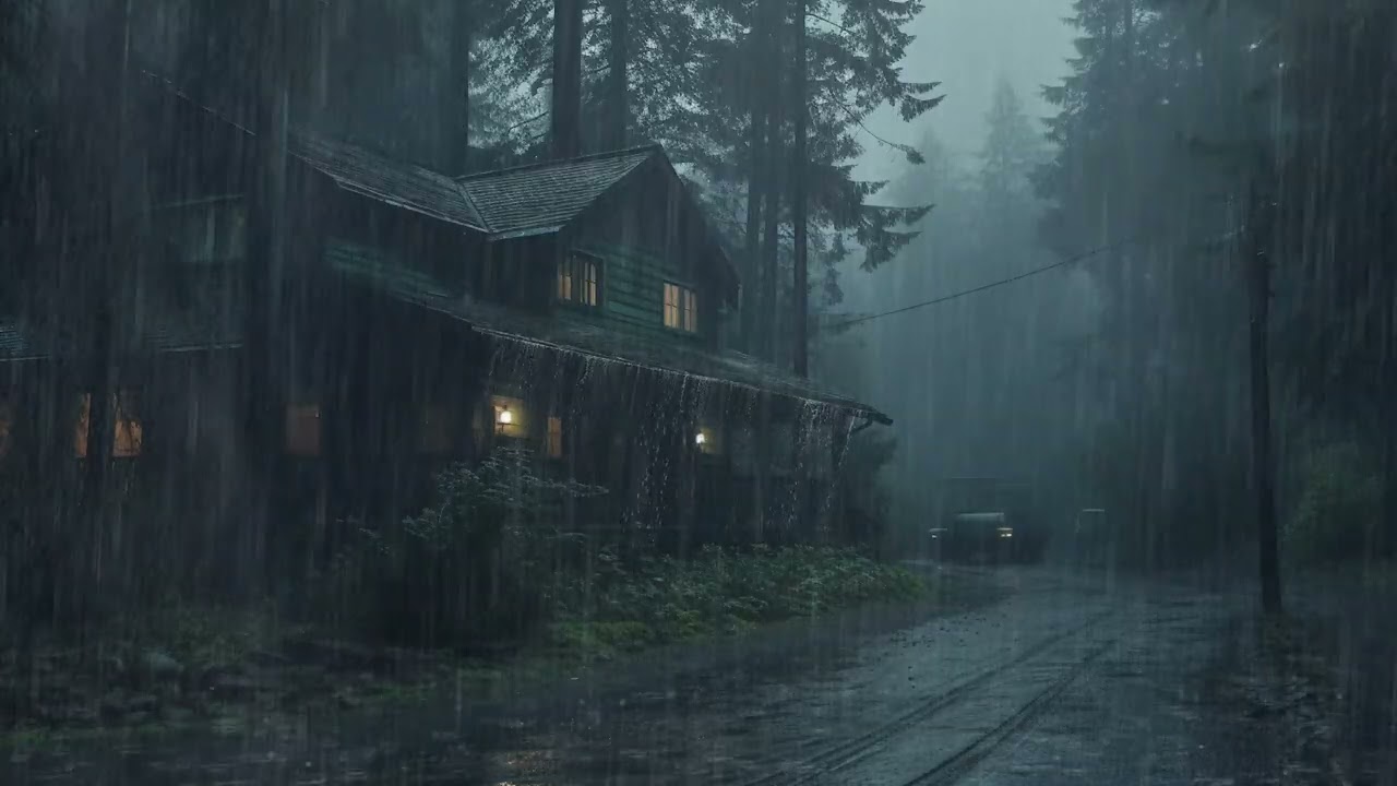 Powerful Rainstorm Sounds in a Dark Forest for Sleeping Fast and Stress Relief All Night