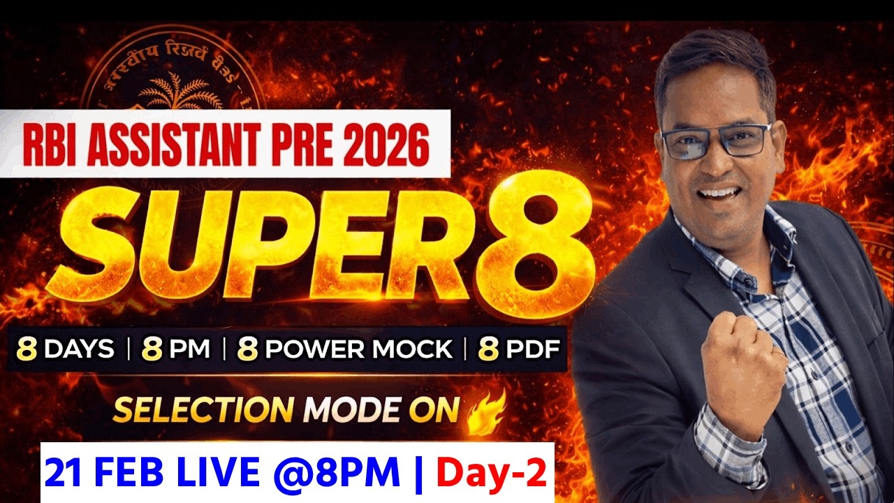 RBI ASSISTANT 2026 | Super 8 | 8 Days | 8pm | 8 Mocks| English Day 2 Live @8pm