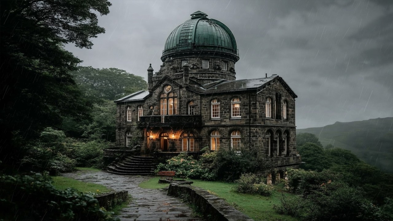 Studying in an Old Observatory | Dark Academia Rain Ambience (3 Hours)