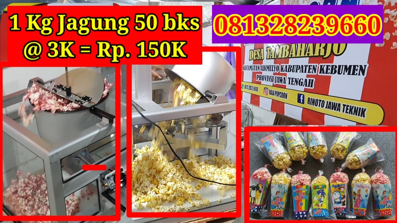 Jagung Popcorn 1 kg Jadi 50 Bungkus @3000 Keuntungan 100 Ribu