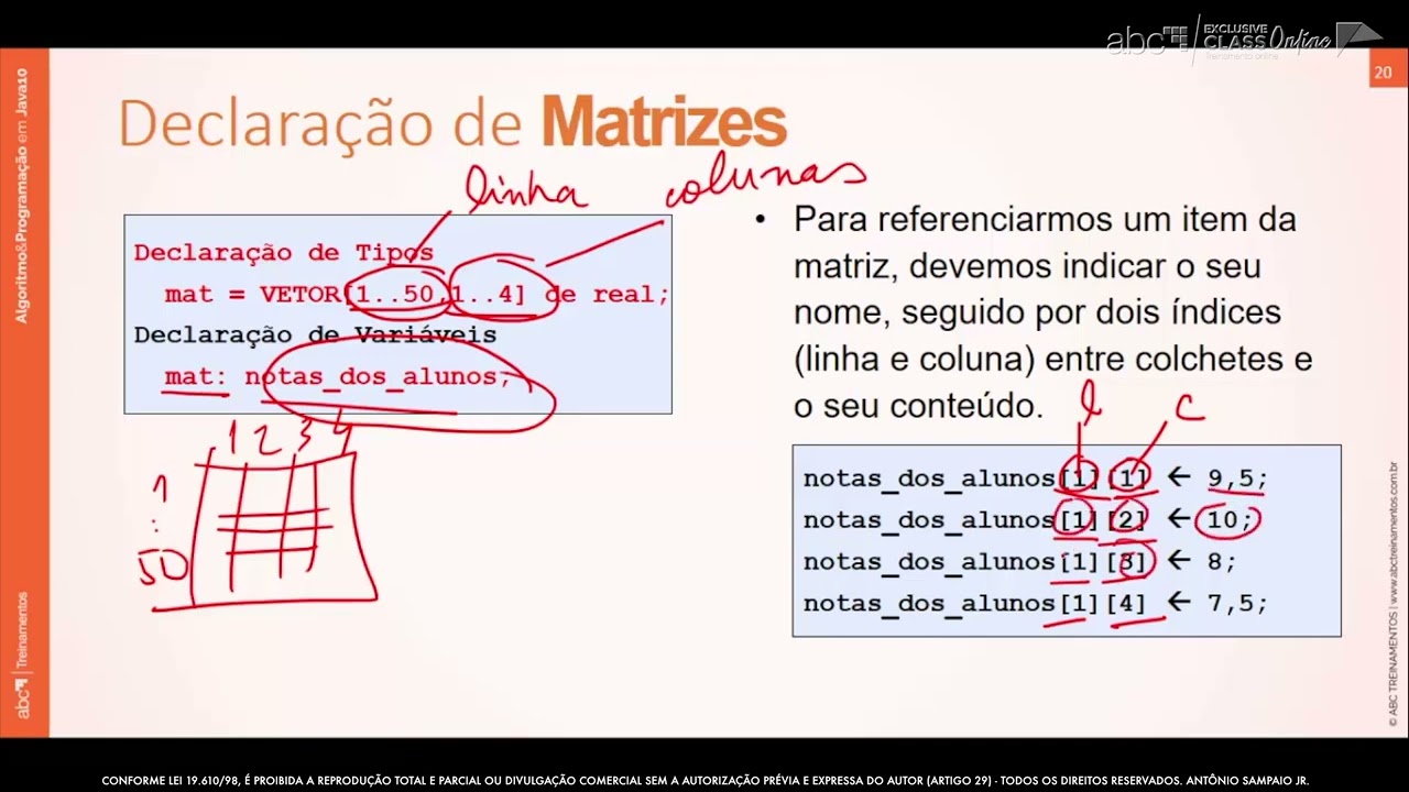 Curso 01: Algoritmos & Programação em JAVA 21 - Unidade 5 - Vetores e Matrizes - Parte 3 (vídeo 68)