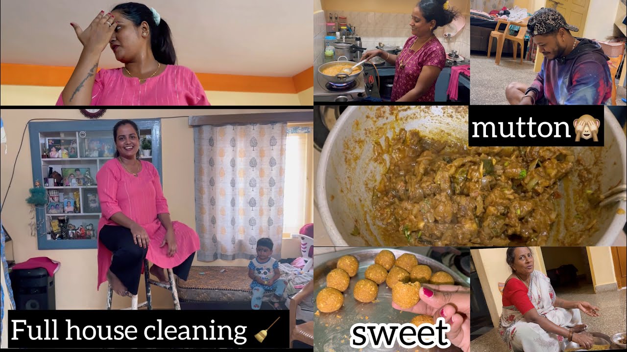 Full ಮನೆ cleaning 🙆‍♀️|| ಮಟನ್ ಕಾರಿ ಬೋಟಿ recipe/ ಟೆಸ್ಟ್ ಮಾತ್ರ superb ಆಗಿತ್ತು🤤👌🏻​⁠@deepikarjunvlogskannada