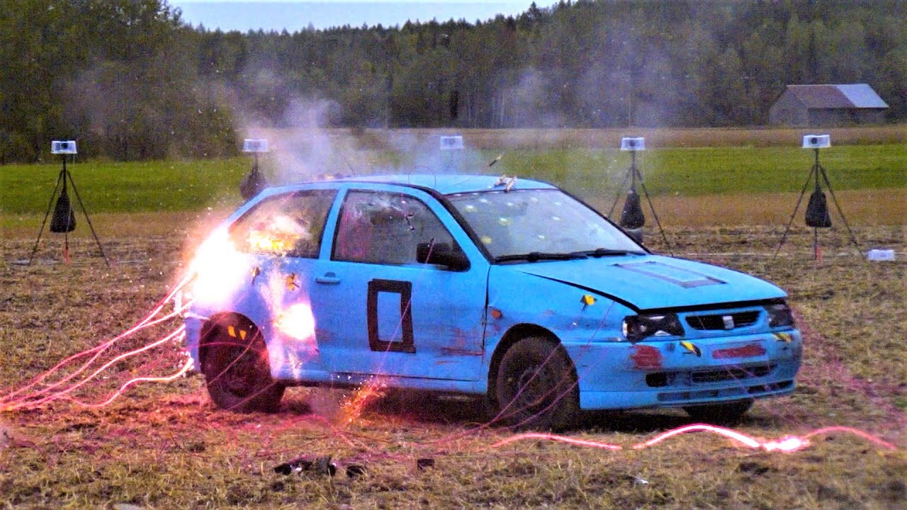 Car Vs. 70 Detonators + Detonating Cord | Filmed with Chronos Ring