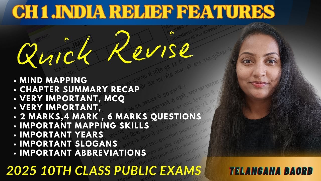 ch-1 India relief features 10th TS social final quick revision one shot video |2025 public exams