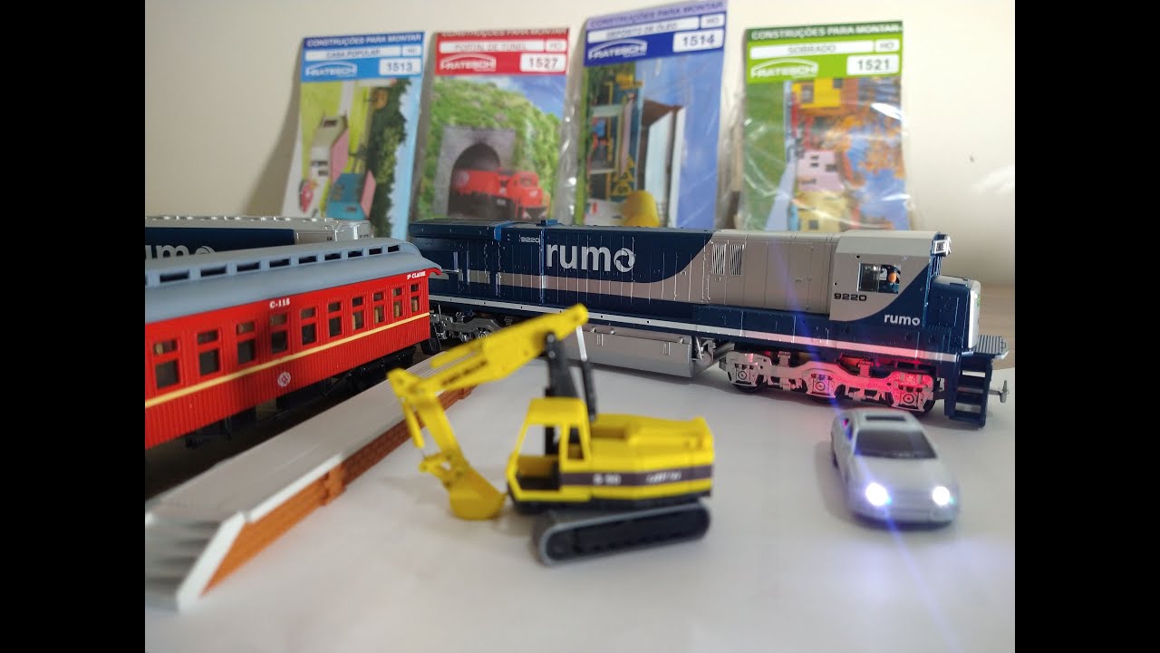 Trem, Vagões e Ornamentos para Ferromodelismo (unboxing)
