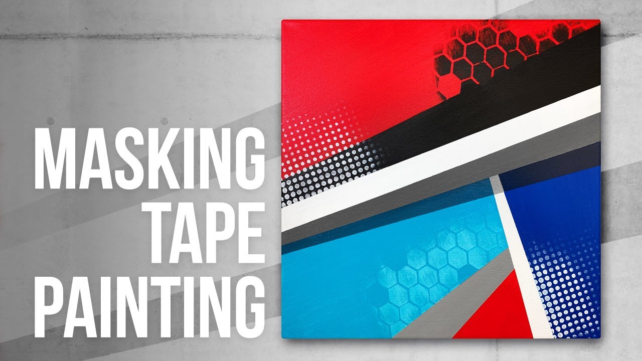 Masking Tape Line Painting Demo / Abstract 4k Art Demonstration / 085