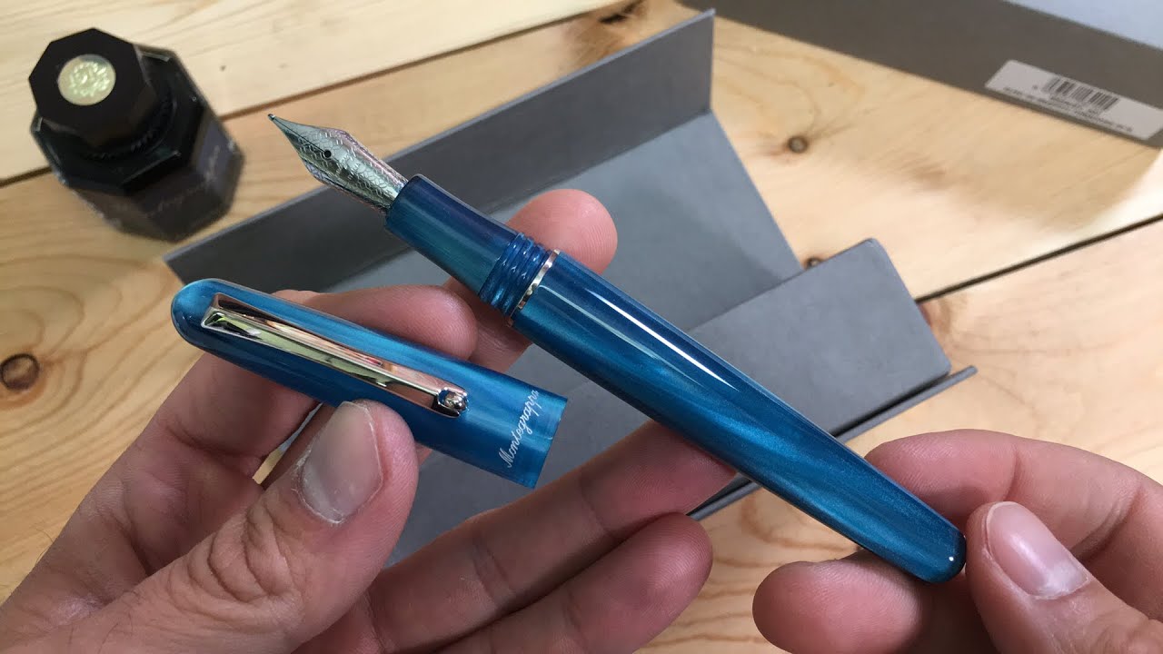 Montegrappa Elmo Graffiti Turquoise Fountain Pen Unboxing and Writing Sample