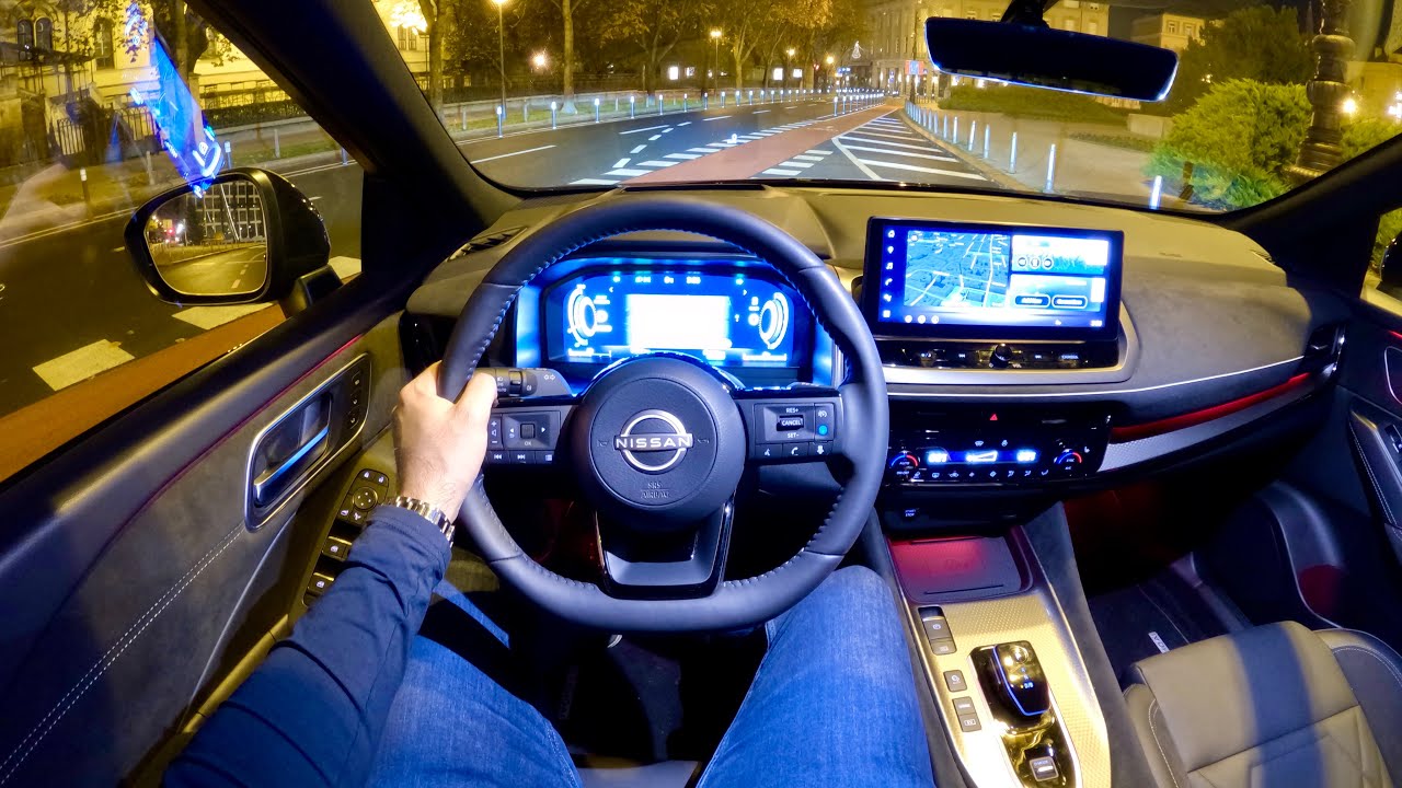 DRIVING new NISSAN Qashqai 2025 FACELIFT at night (impressive AMBIENT Lights)
