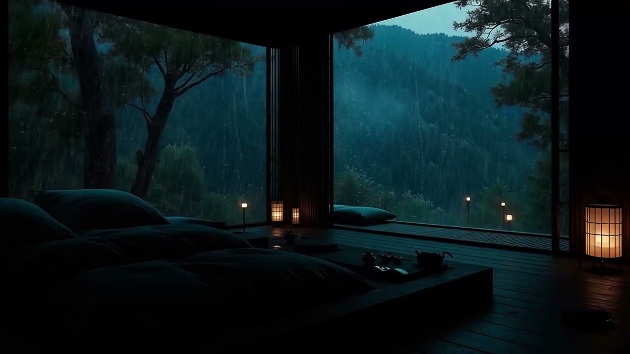 Rainy Night in a Cozy Mountain Cabin 🌧 | Quiet Bedroom Ambience for Deep Sleep