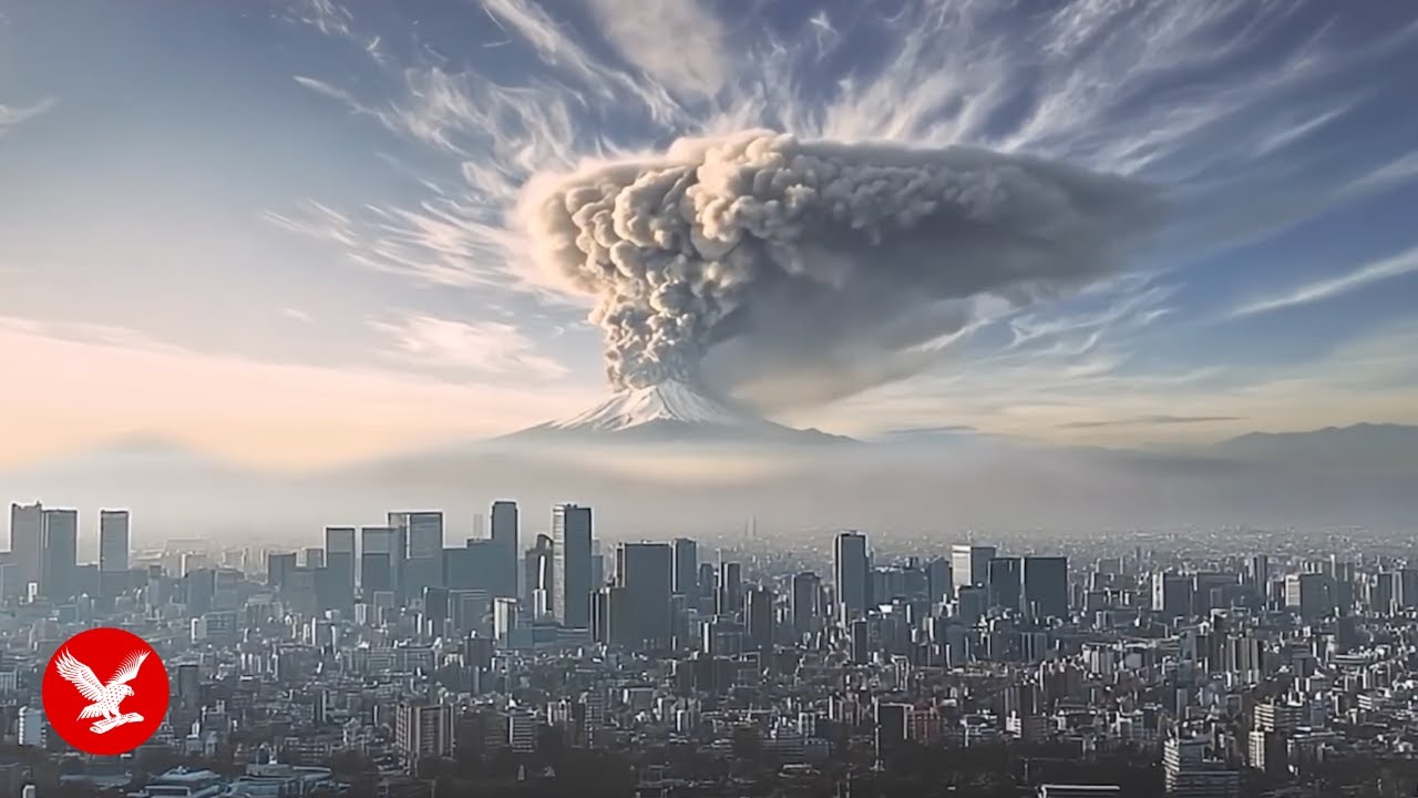 Mount Fuji violently erupts in AI-generated simulation video