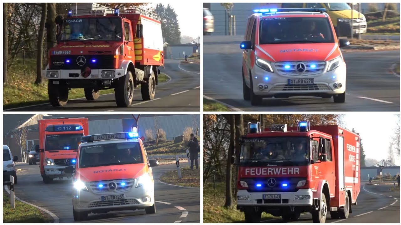 [PKW Frontalzusammenstoß] Einsatzfahrten Feuerwehr Hörstel