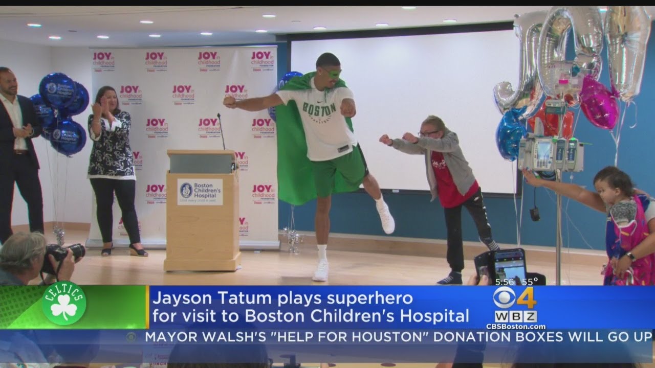 Celtics Rookie Jayson Tatum Plays Superhero at Children's Hospital