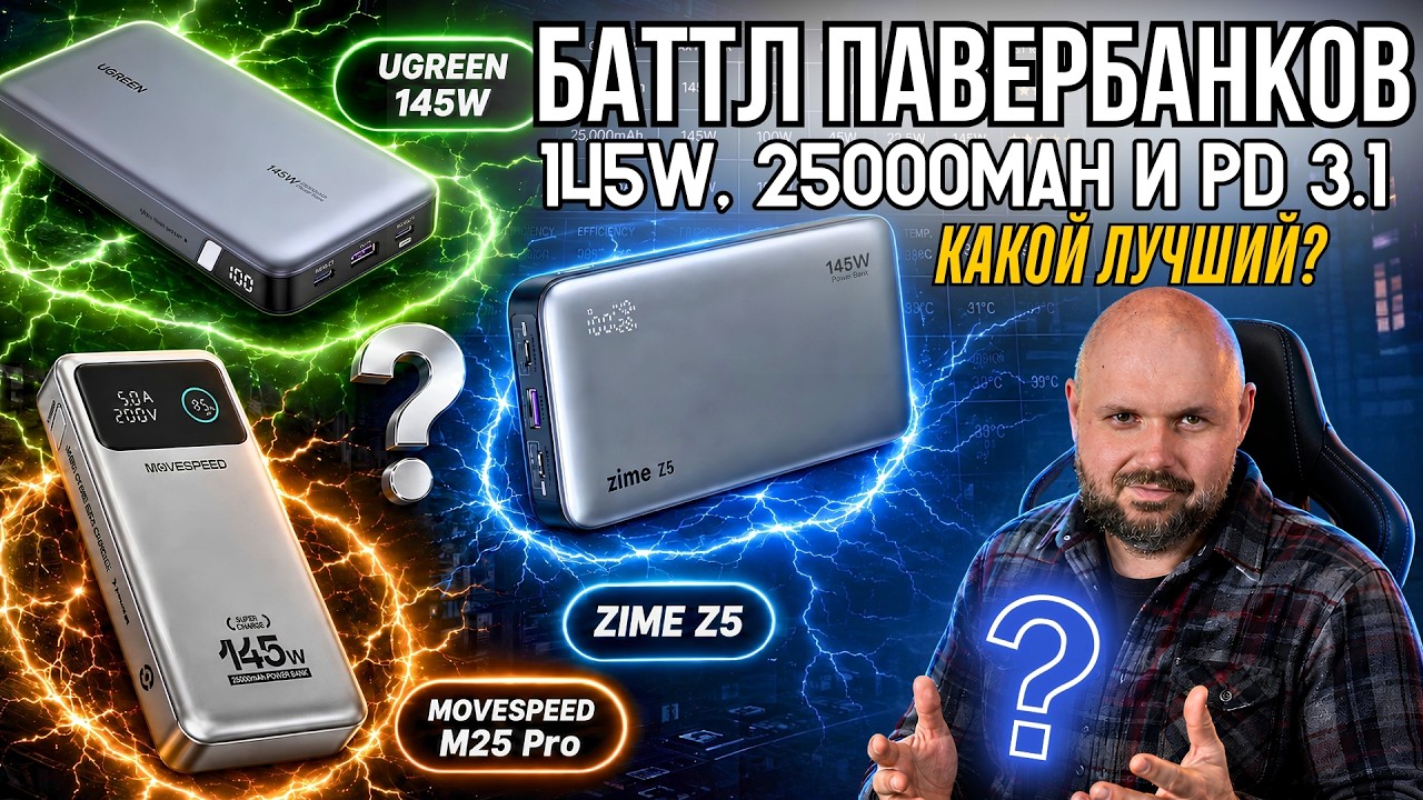 ЧЕСТНЫЙ БАТТЛ ПАВЕРБАНКОВ 145W: UGREEN VS MOVESPEED VS ZIME. ВЫБИРАЕМ ЛУЧШИЙ ПАВЕРБАНК