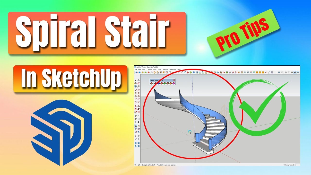 How To Make A Spiral Stair in sketchup | Make Spiral Staircase in Sketchup | Spiral Stairs