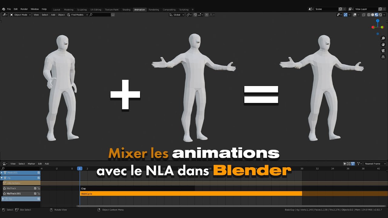 Blender -  Mixer des animations avec le NLA