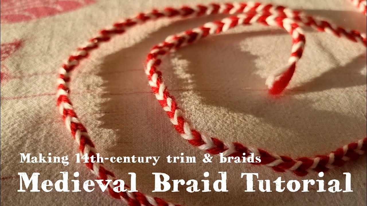 Medieval Braid Technique / Making 14th-century trim. Finger loop braid tutorial. 