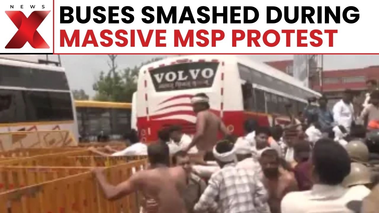 Farmers' Protest Turns Violent! Buses Vandalised Over MSP Demand in Madhya Pradesh