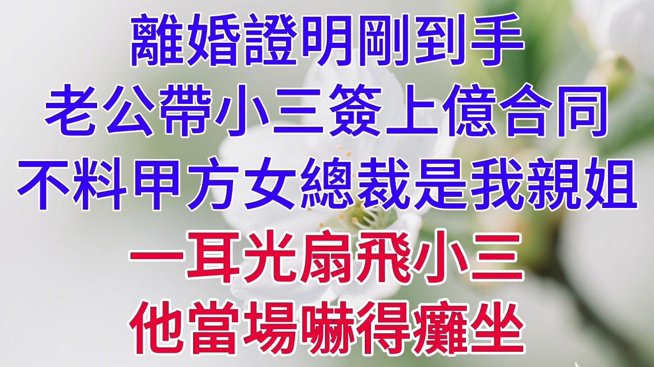 【完结爽文】離婚證明剛到手，老公帶小三簽上億合同，不料甲方女總裁是我親姐，一耳光扇飛小三，他當場嚇得癱坐#情感故事 #人生感悟 #老年生活