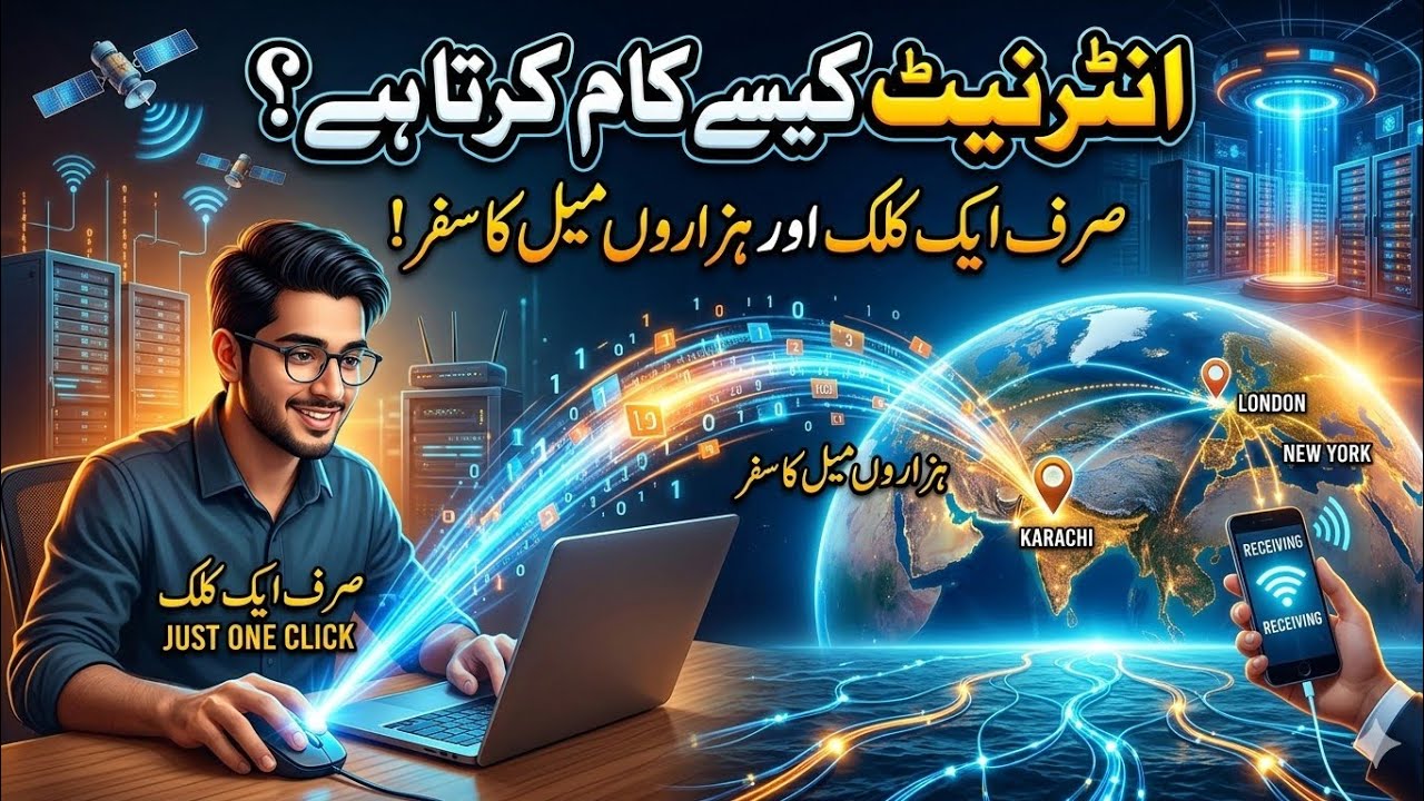 انٹرنیٹ کیسے کام کرتا ہے؟ صرف ایک کلک اور ہزاروں میل کا سفر! 🌐 . How internet works