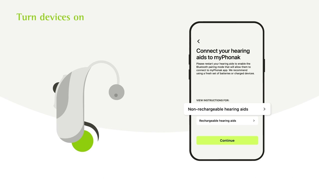myPhonak app: How to pair & connect Phonak non-rechargeable hearing aids to an iPhone