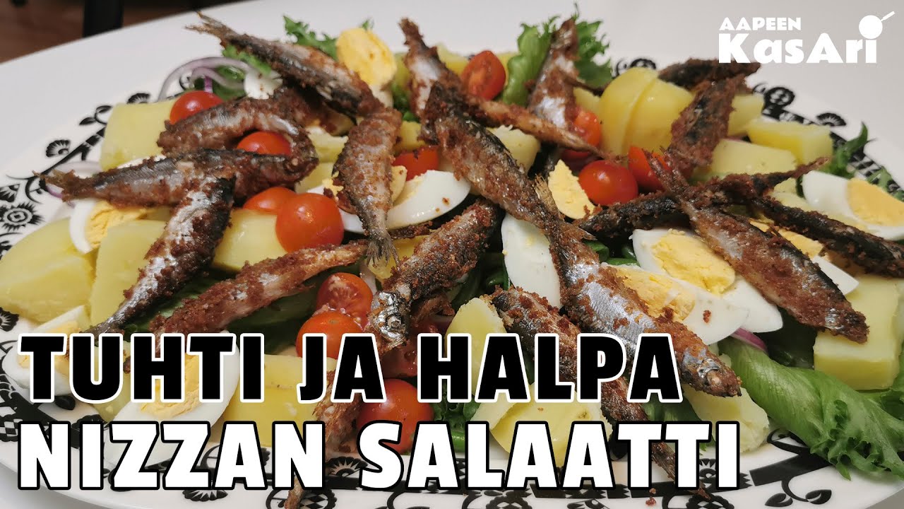 Nizzan salaatti muikuilla. Super hyvää, edullista ja tuhtia samaan aikaan.