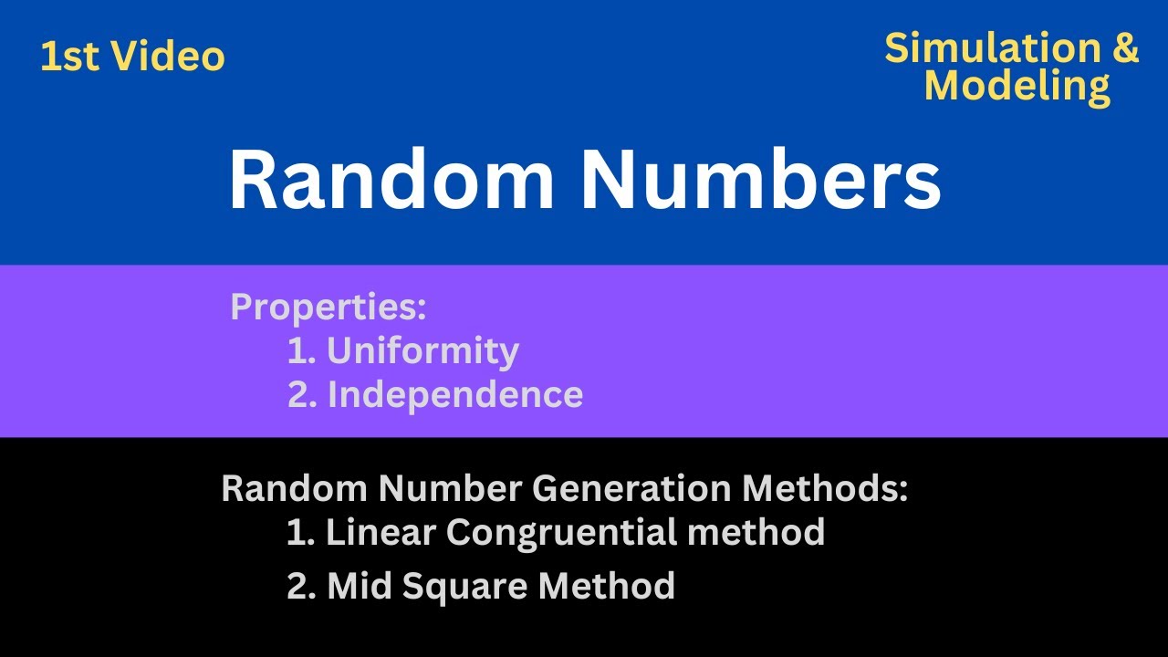 Random Numbers Properties || Random Number Generation Methods !!