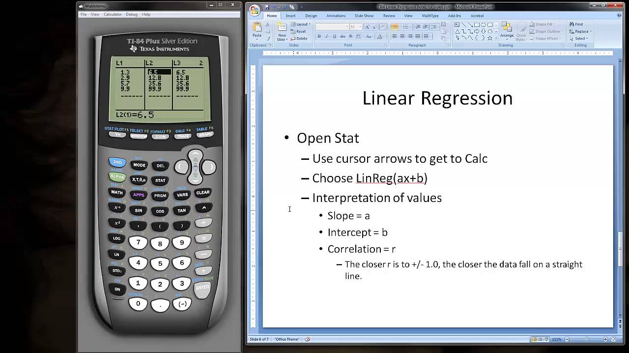 TI-84 Calculator and Linear Regression