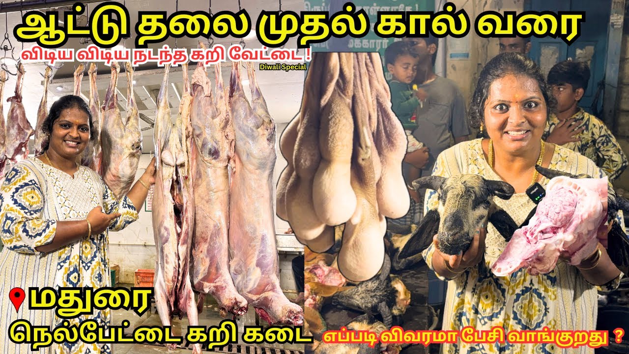 Huge Goat Head Shops (Meat Market) In India! Nelpettai Market Madurai meatshop #meatmarket #india