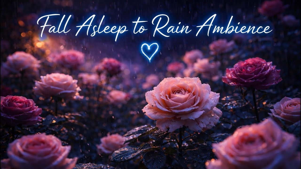 Rain Sounds for Sleep 🌧️ Rainy Roses Garden Night Ambience | Deep Calming  Relaxation 🎧 
