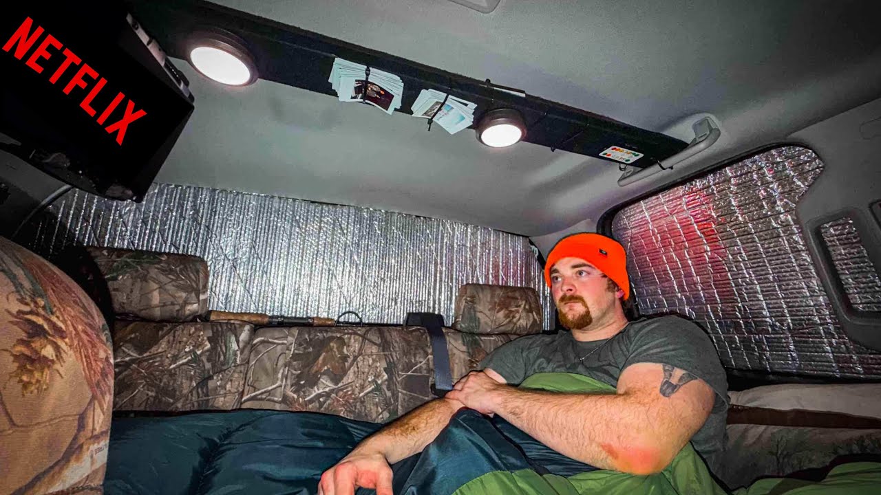 A Night In Mid Winter Rain Storm | Solo Truck Camping