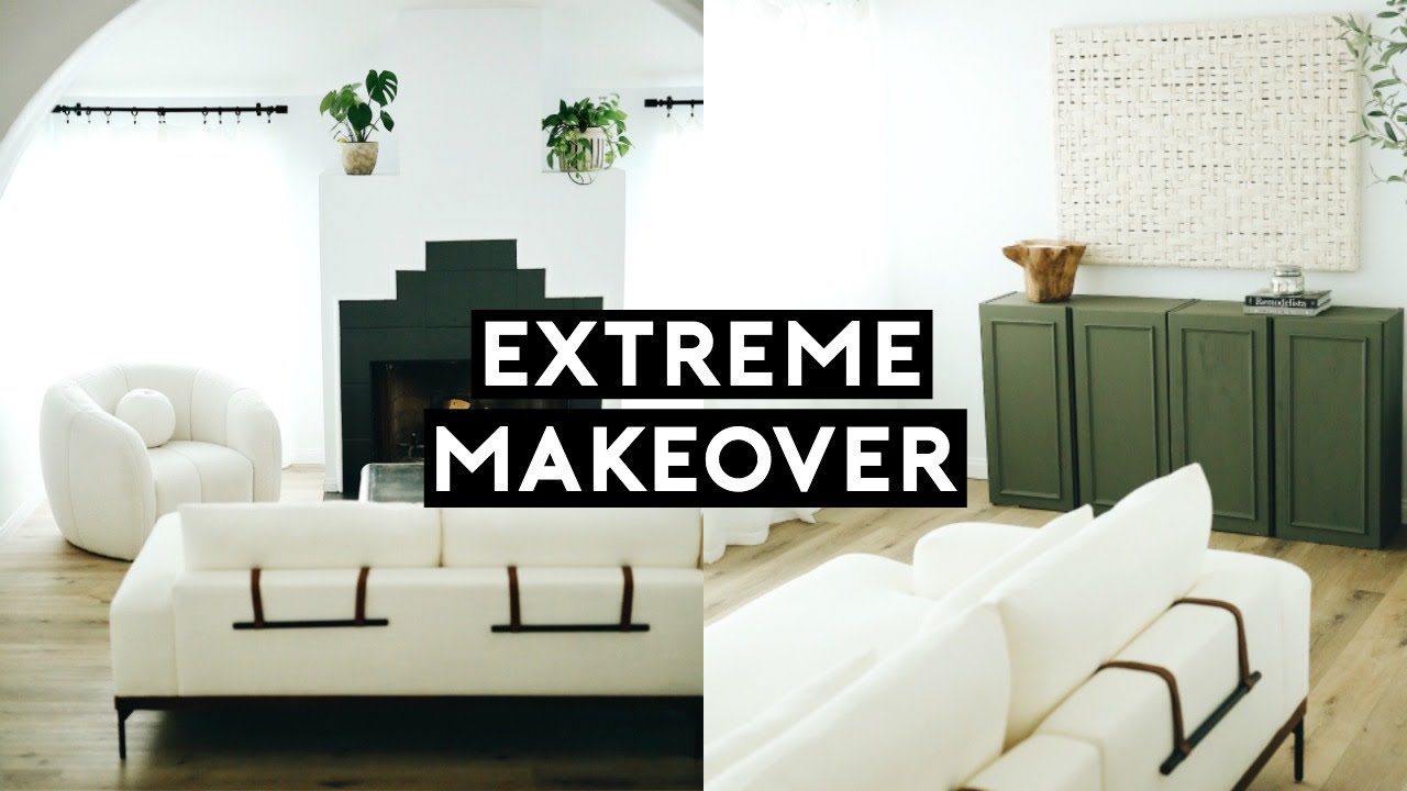 DIY EXTREME ROOM MAKEOVER + IKEA FURNITURE HACK! EASY LIVING ROOM TRANSFORMATION!
