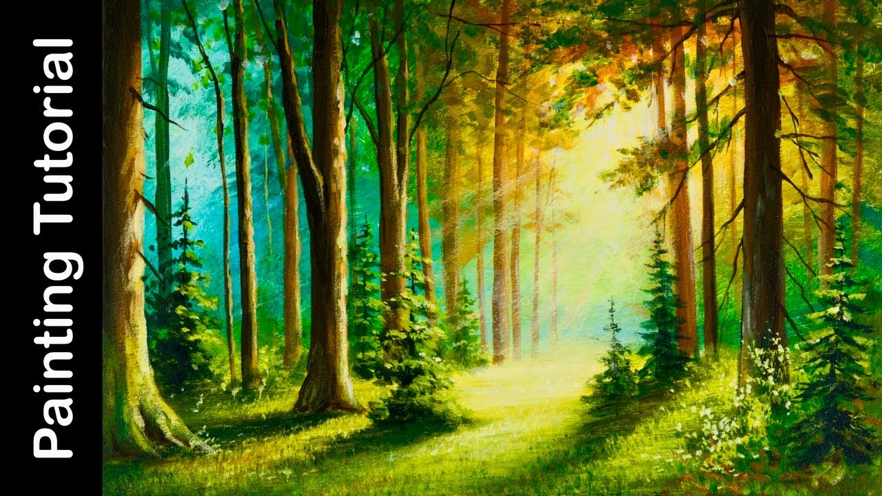 Рисуем солнечный лес акрилом – пошаговый урок