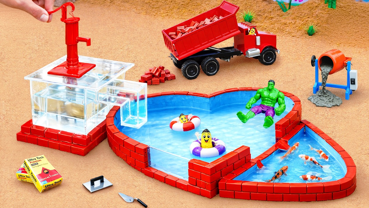 DIY Mini Tractor Rebuilds a Clean Water Pool After Villains Polluted the Water
