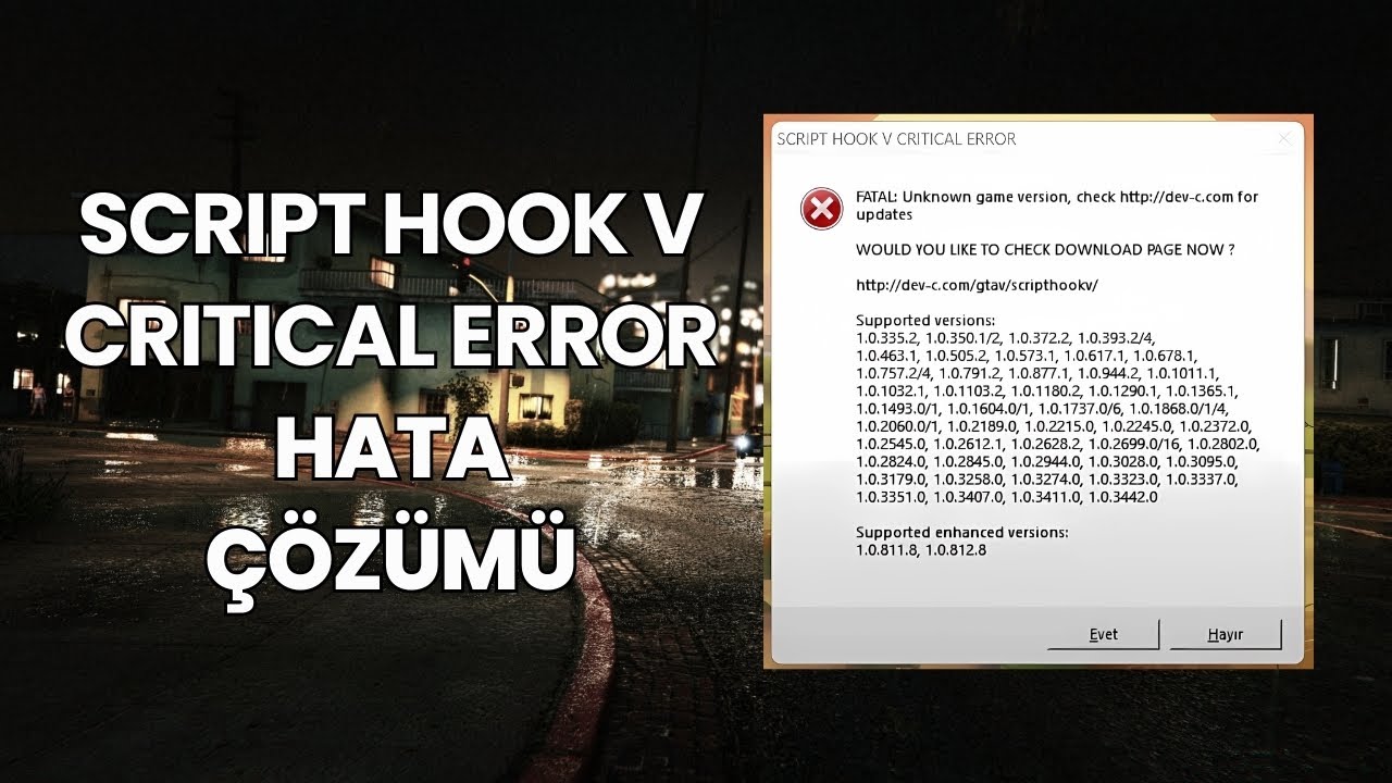SCRİPTHOOK V CRITICAL ERROR HATASI NASIL &Ccedil;&Ouml;Z&Uuml;L&Uuml;R GTA 5 G&Uuml;NCELLEME HATASI V3504