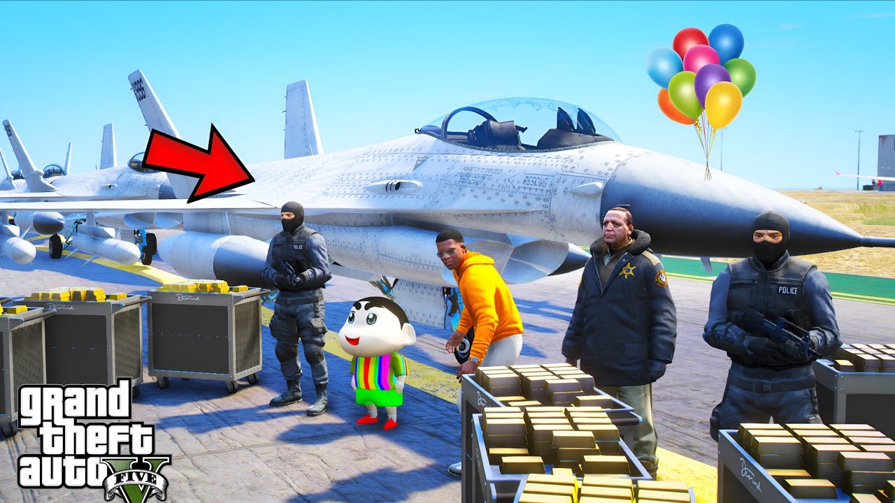 Franklin Builds the WORLD’S LONGEST Fighter Jet with Shinchan in GTA 5! 😱✈️