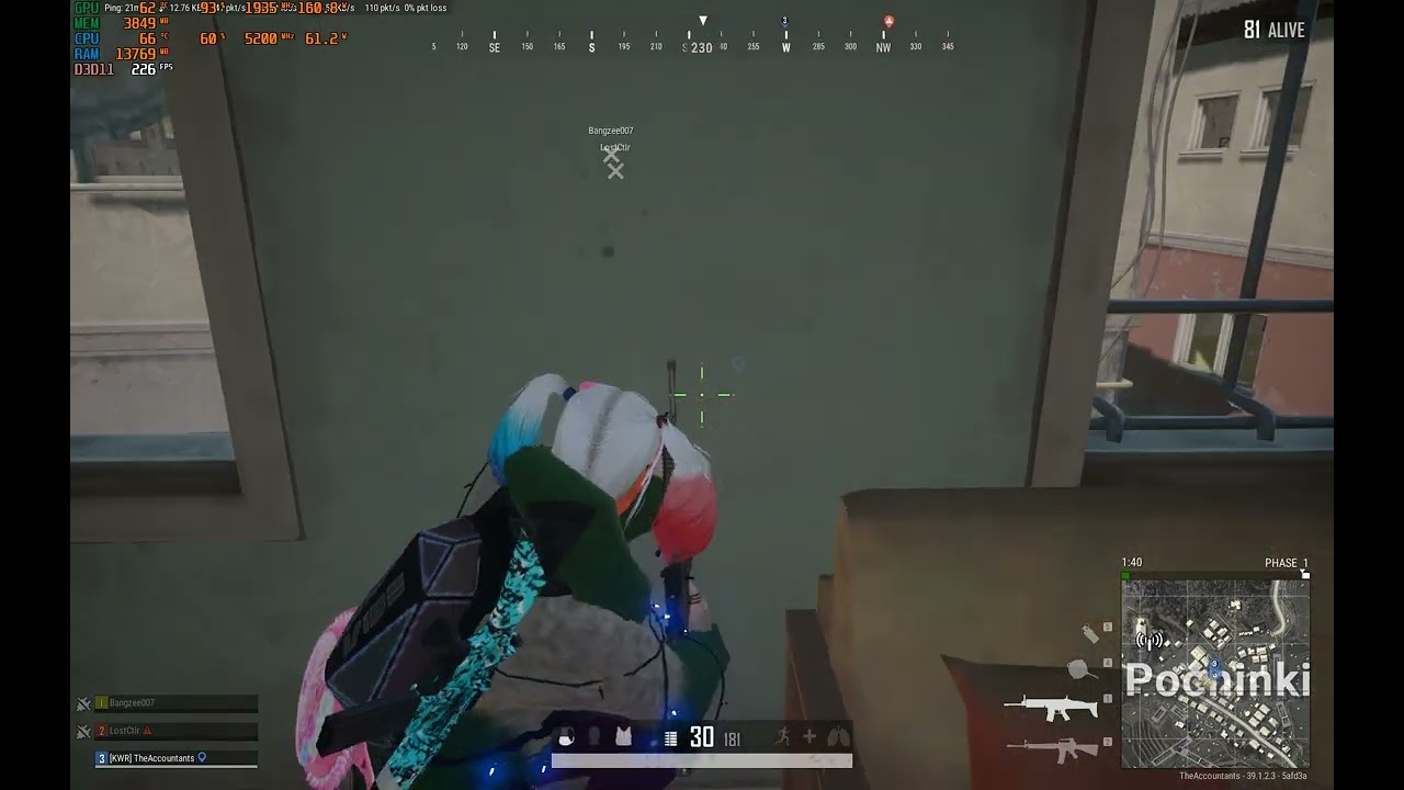 PUBG STEAM ryzen 5 7500f 3060 ti 1080p squad kill