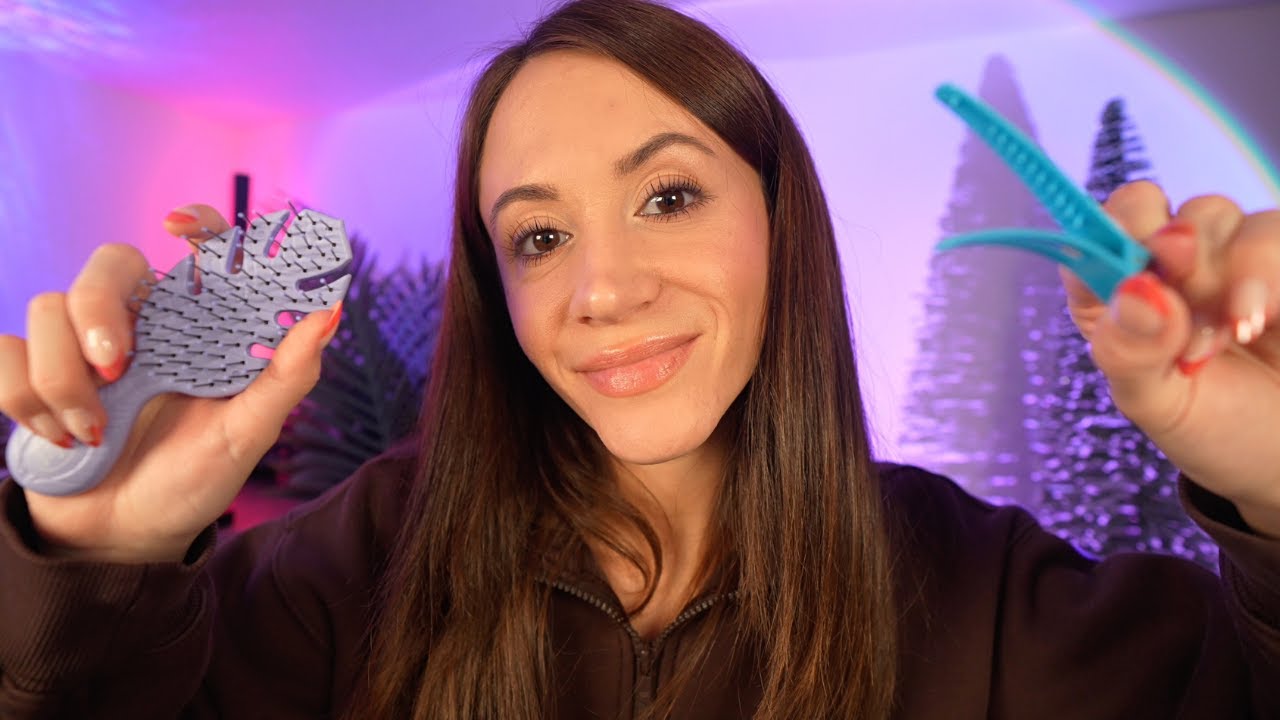 ASMR Brushing & Clipping Back Your Hair 💤  (personal attention for sleep)