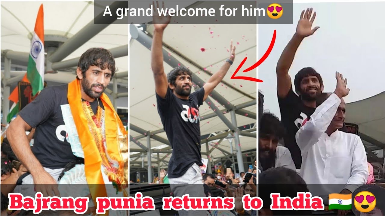 Bajrang punia arrives at Delhi IGI airport after winning bronze medal at Tokyo olympics🥉😍
